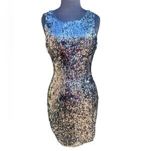 Express Blue and Silver Sequin Mini Dress